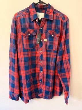 G-Star Red and Blue Plaid Button-Down Shirt(brand new)